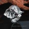 Vintage Men Custom Jewelry Personality Stainless Steel Animal Head Elephant Ring